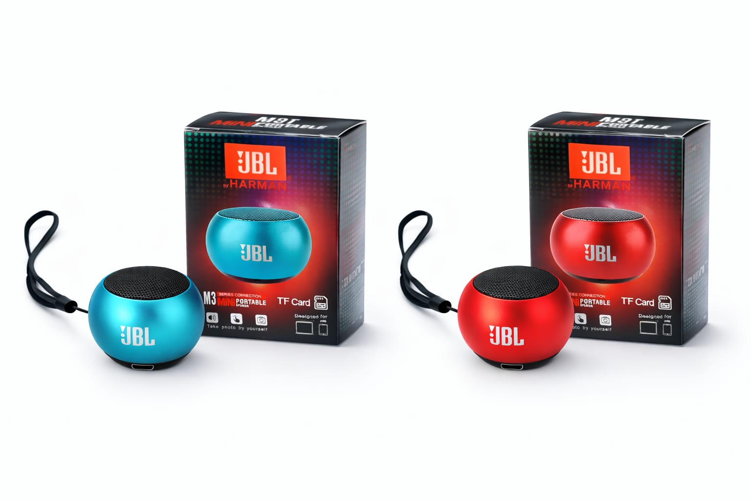 JBL M3 Mini Portable Bluetooth Speaker – Wireless, TF Card Support, Rechargeable (Red, Black & Blue)