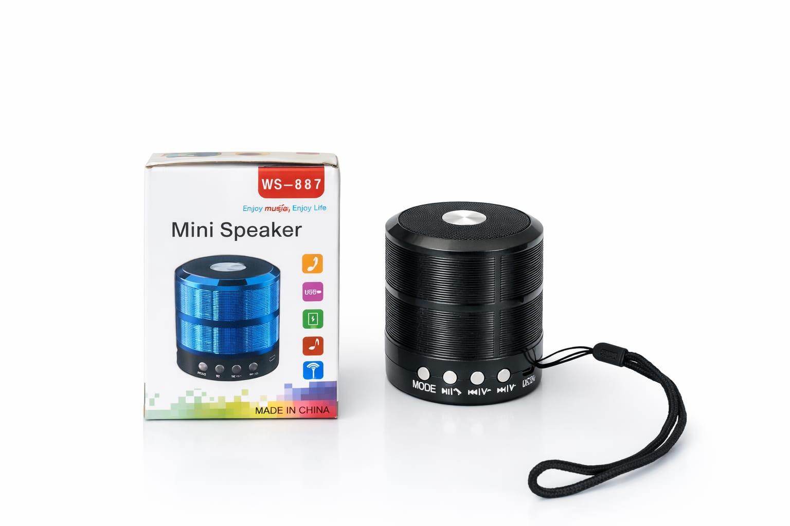 WS-887 Wireless Mini Bluetooth Speaker – Portable, USB/TF Card Support, Deep Bass Sound