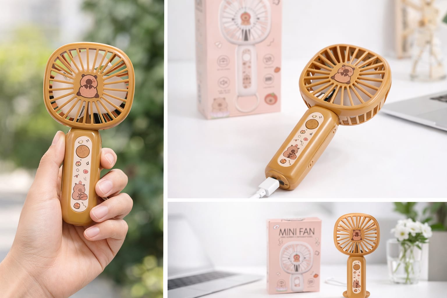 Cute Rechargeable Mini Handheld Fan – Portable USB Cooling Fan
